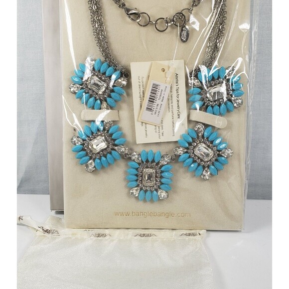 Amrita Singh Majestic Turquoise Austrian Crystal Statement Necklace Gift Box - Picture 2 of 15